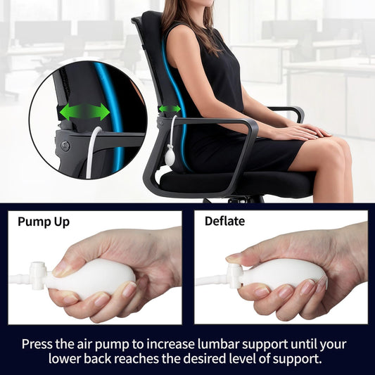 Adjustable Air Bag Lumbar Support Pillow for Office Chair with Cooling Gel - Adjustable Lumbar Support Height Back Support Pillow for Lower Back Pain Relief, Keep Your Back Cool And Dry, Black