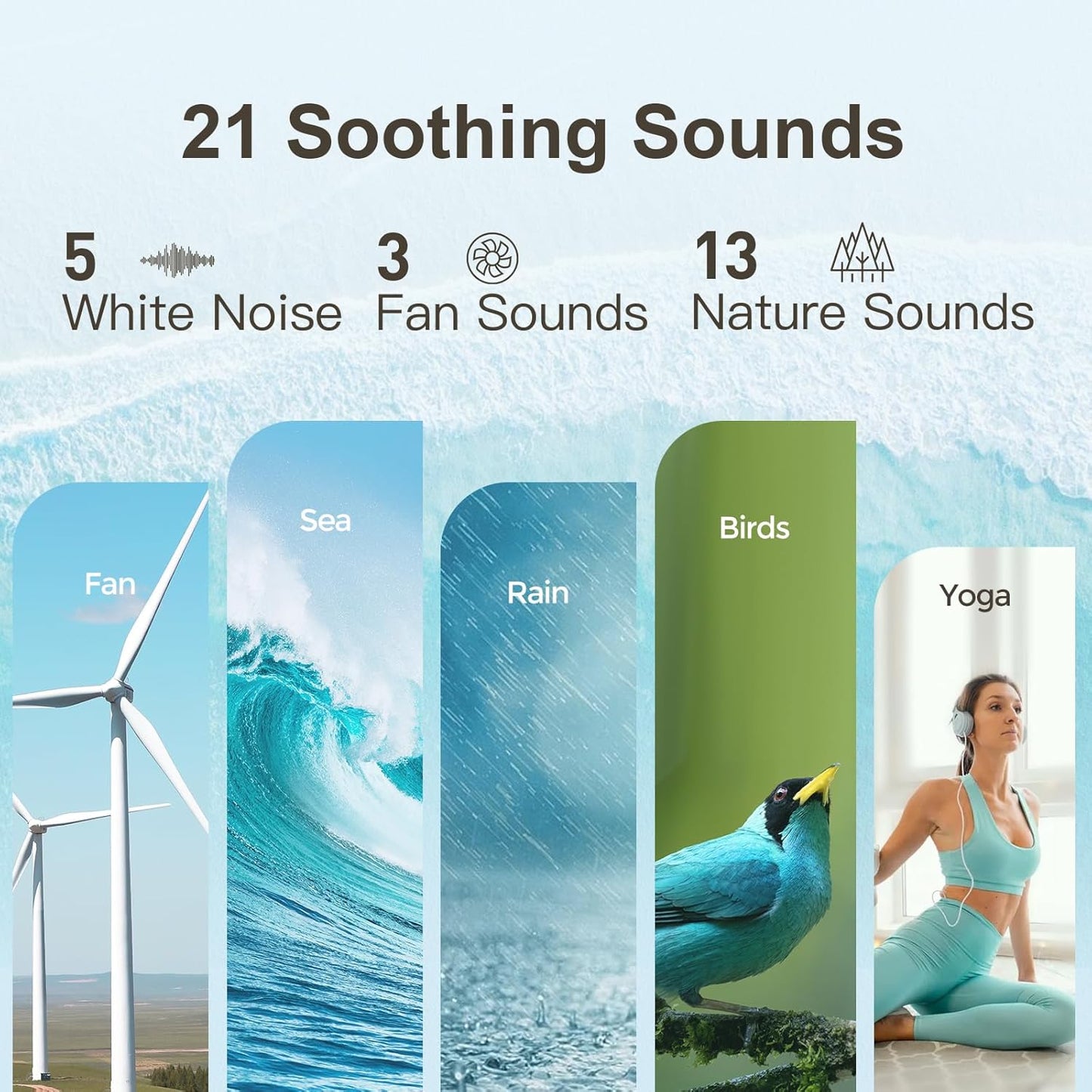 ANJANK White Noise Sound Machine Alarm Clock with HiFi Bluetooth Speaker, 21 Soothing Sounds/7 Night Lights/8 Alarm Sounds/30-Level Volume/0-100% Dimmer, Noise Maker for Boys Teens Kids Sleep, Bedroom