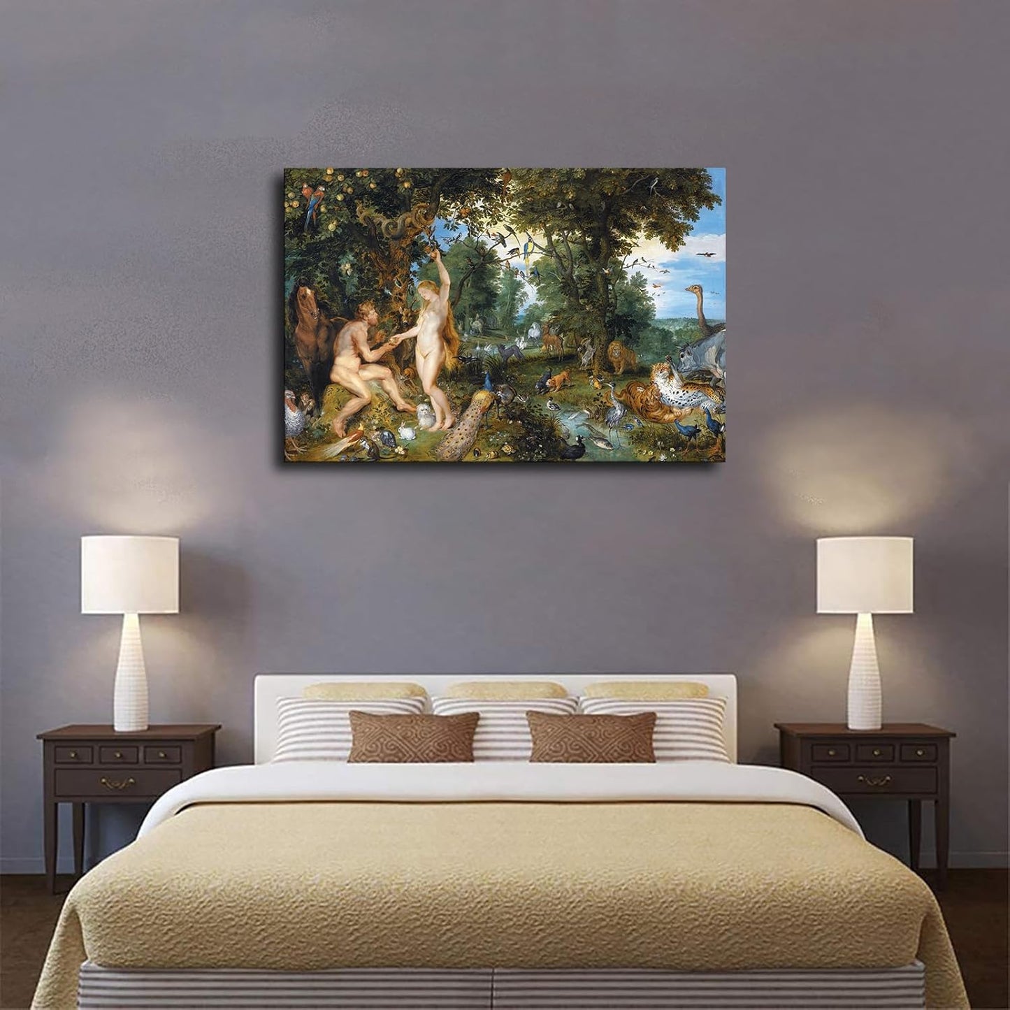 Peter Paul Rubens Artwork- Adam and Eve in Paradise Poster Canvas Image Printing Wall Art Decor Aesthetics Living Room Bedroom Home Background Famous Paintings Printmaking (24x36inch-Farmed)