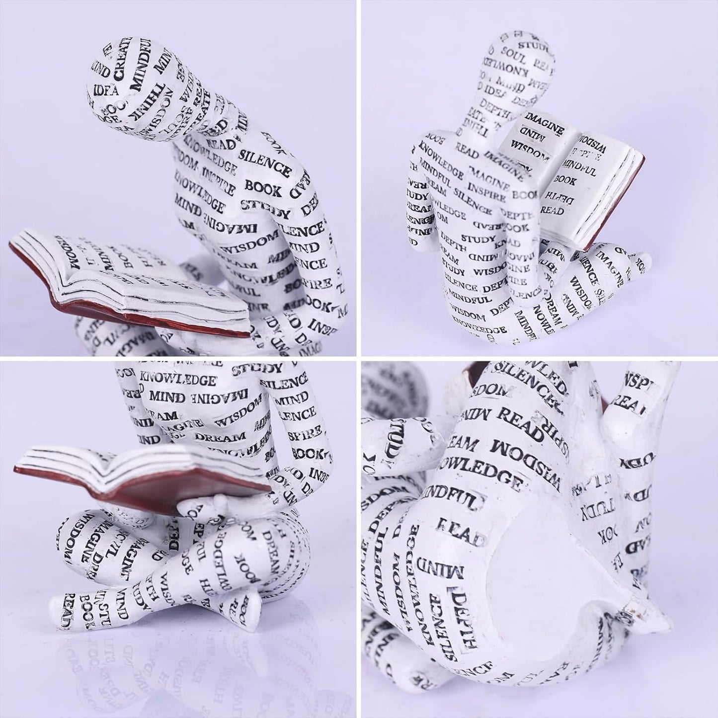 SHENGTIAN Resin Reading Woman Statue - Reading Nook Decor, Desk Figurines, Reading Room Reading Decor, Book Lover Decor & Shelf Sitters - Reading Statue, Reading Figurine for Reading Offic Decor