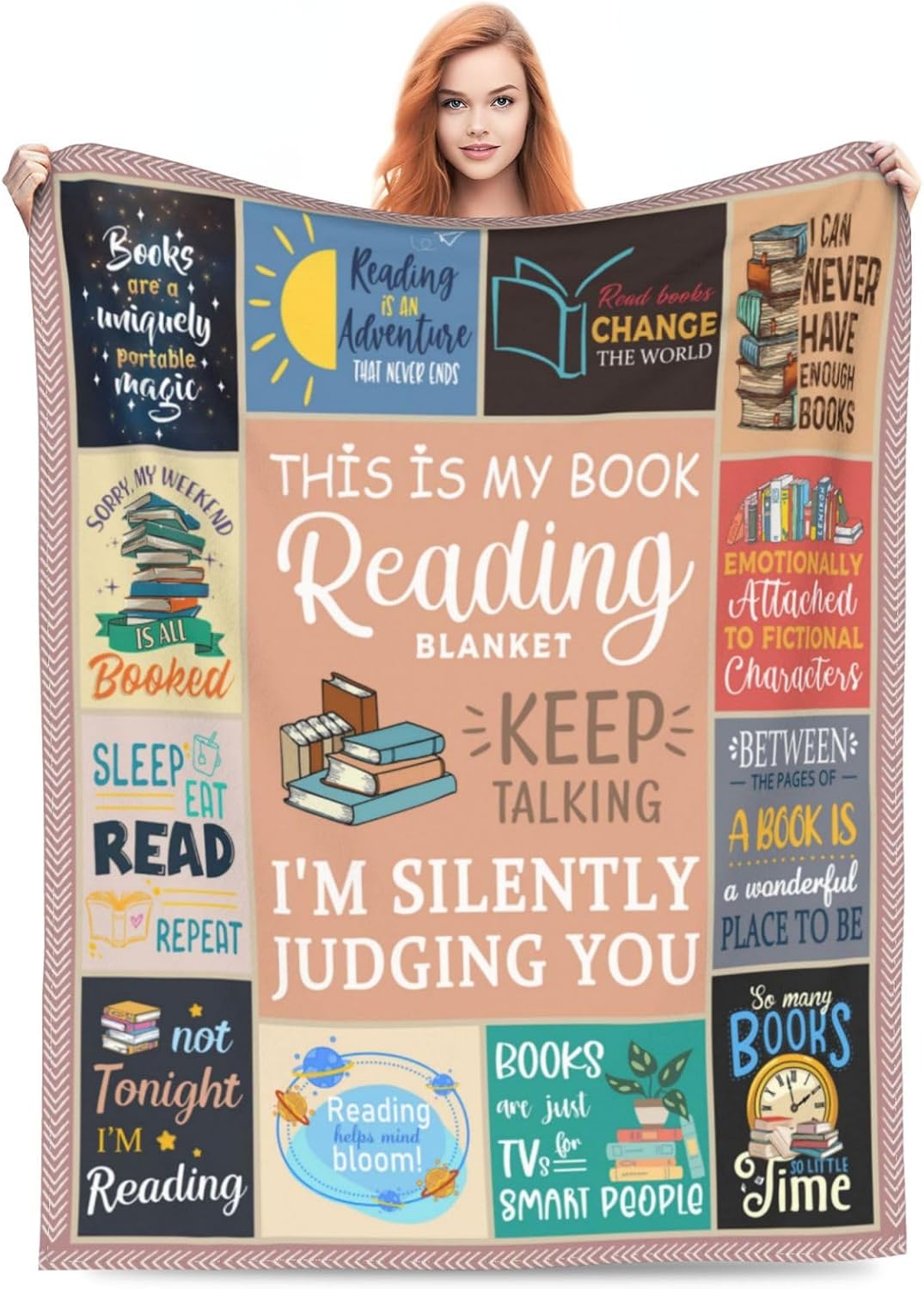 Book Blanket Reading Decor Throw Blanket Comfy Plush Flannel Fleece Warm Soft Fluffy Fuzzy Librarian Blanket Gifts for Book Lover Readers Girls Boys Women Teens Kids for Room Bed Sofa Couch 40"X50"