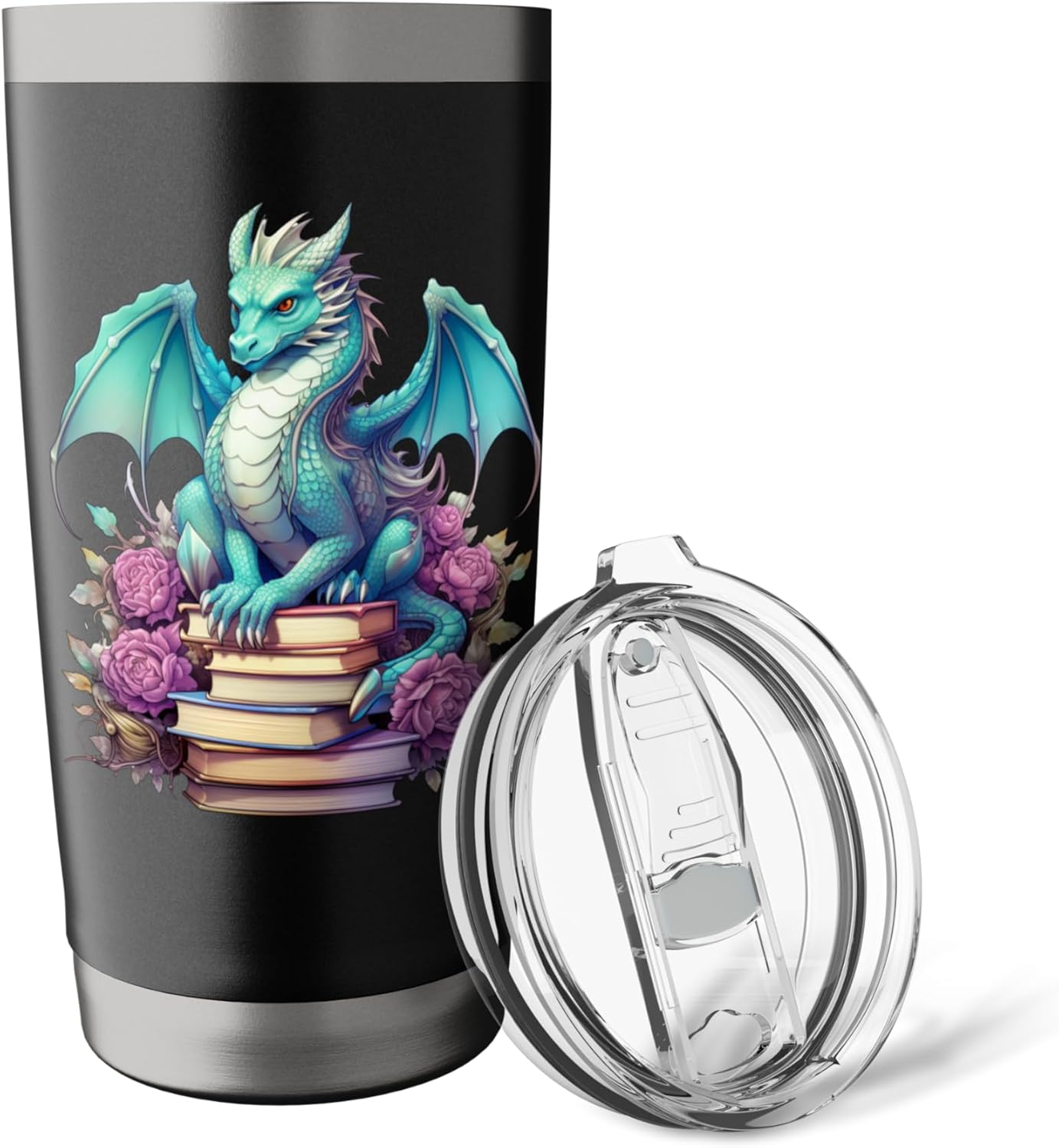 Book Dragon Bookish Dragon Book Worm Dragons & Books Reading Stainless Steel Insulated Tumbler