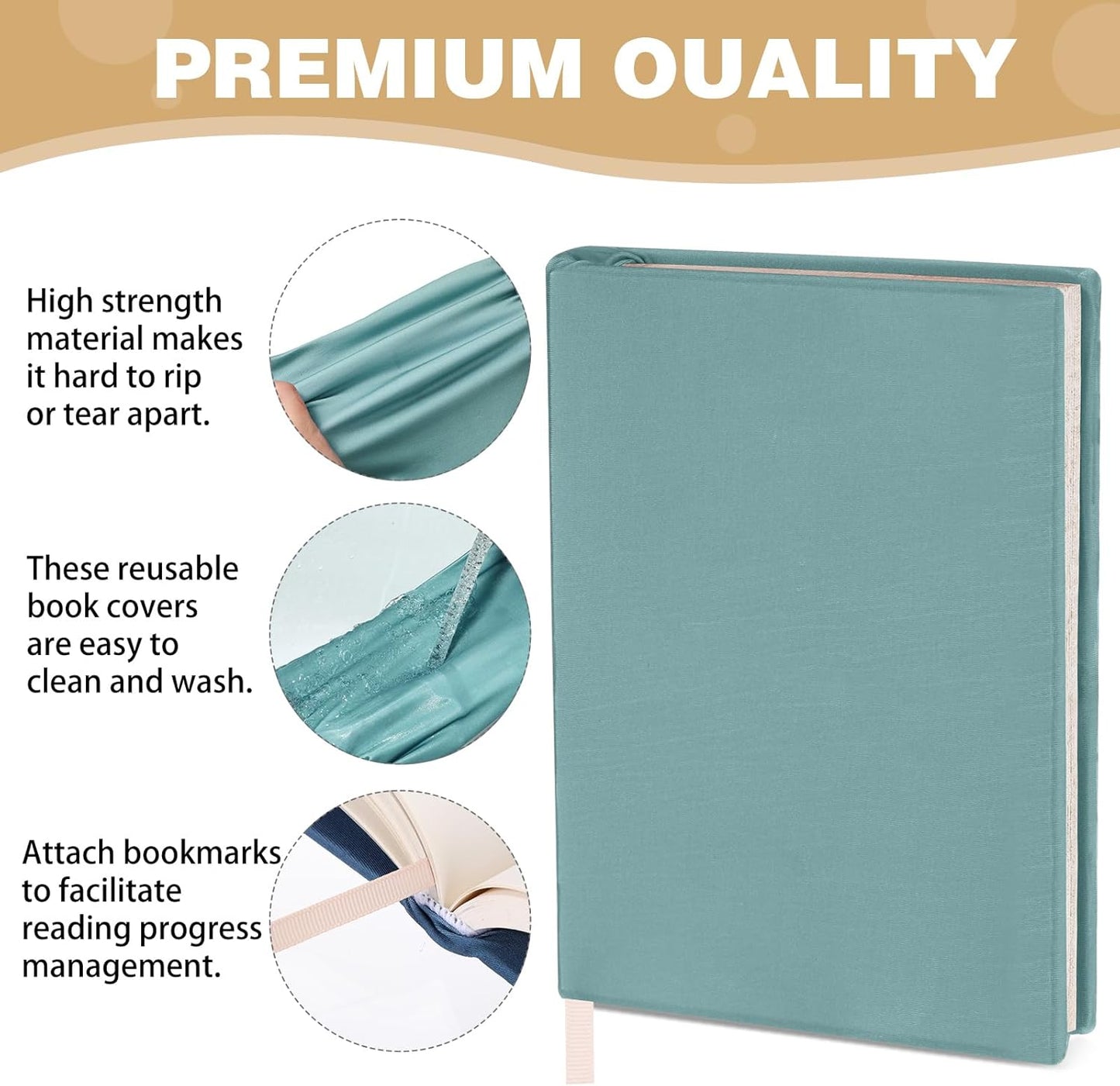 12 Pack Stretchable Book Covers, 7.09 x 12.99 Inch Washable Reusable Fabric Book Sleeve Covers Suitable for 6-9 Inch Hardcover Textbooks Notebook Protection(Textured Colors)