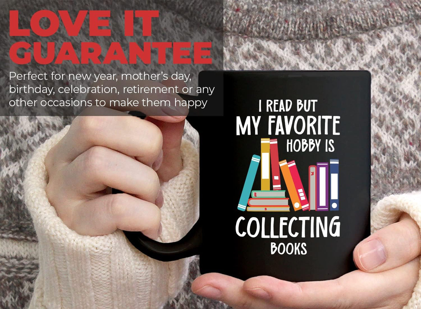 Bubble Hugs Book Lover Coffee Mug 11oz Black - Favorite Hobby Collecting Books - Reading Book Collector Reader Stack of Books Lover Bookish Novelist Librarian Writer