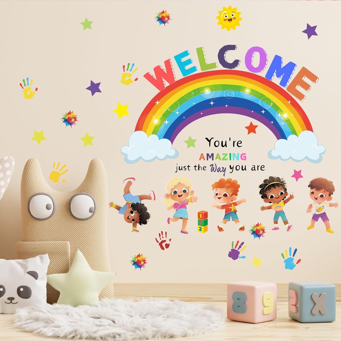 You are Amazing Inspirational Quotes Classroom Wall Stickers - Reading Corner Rainbow Wall Decals Peel and Stick Wall Art Stickers for Reading Room Classroom Nursery Kids Room Decor