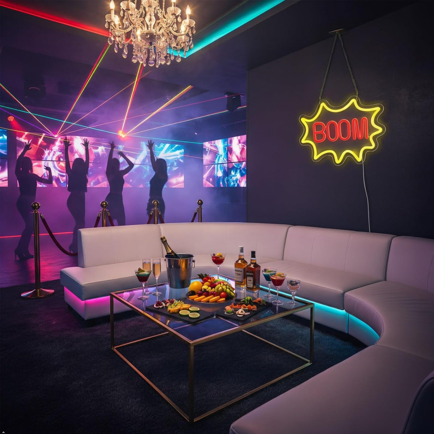 Boom Neon Sign for Game Comic Room Dance Club Decor, Gamers Comic Book Fans Gift