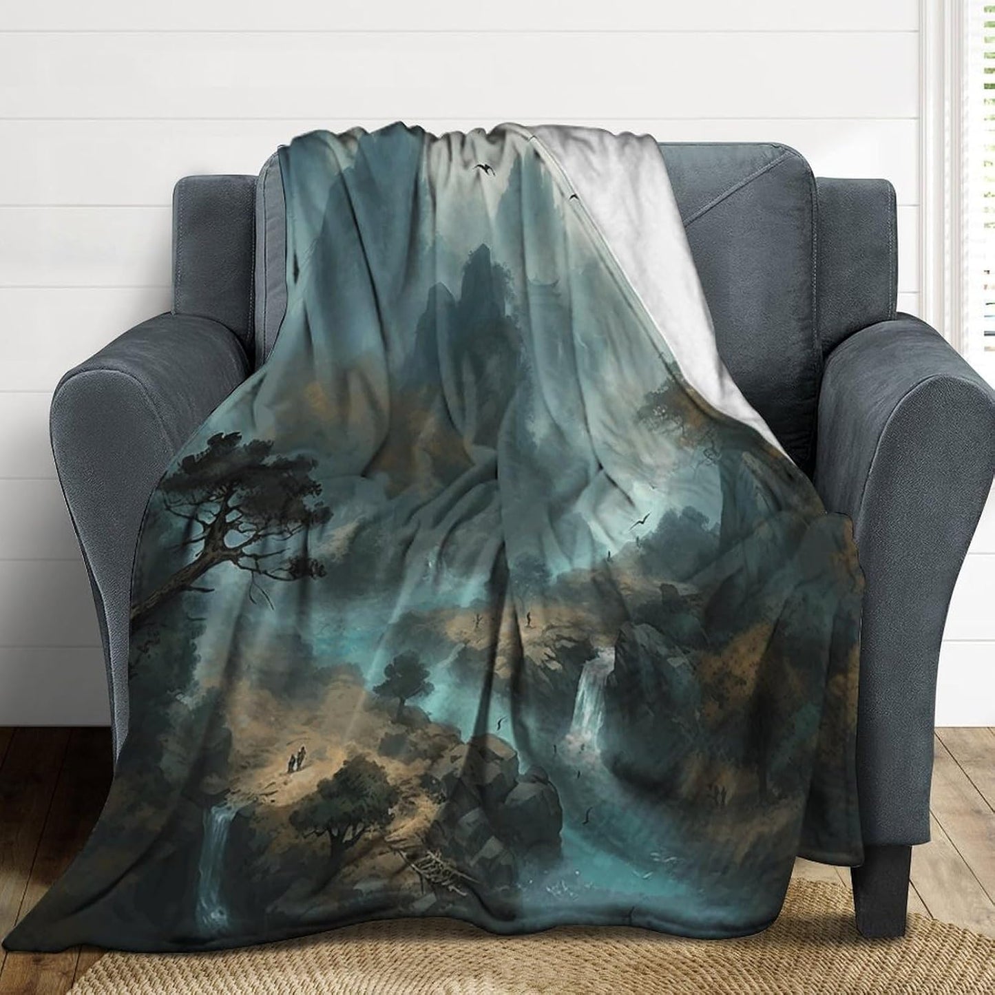 Water and Rocks Throw Blanket for Couch Super Soft Warm Lightweight Throw Blankets Cozy Flannel Bed Blanket Cute Decorative Blankets for All Seasons Home Decor Gift 40"*50" （100 * 130cm）