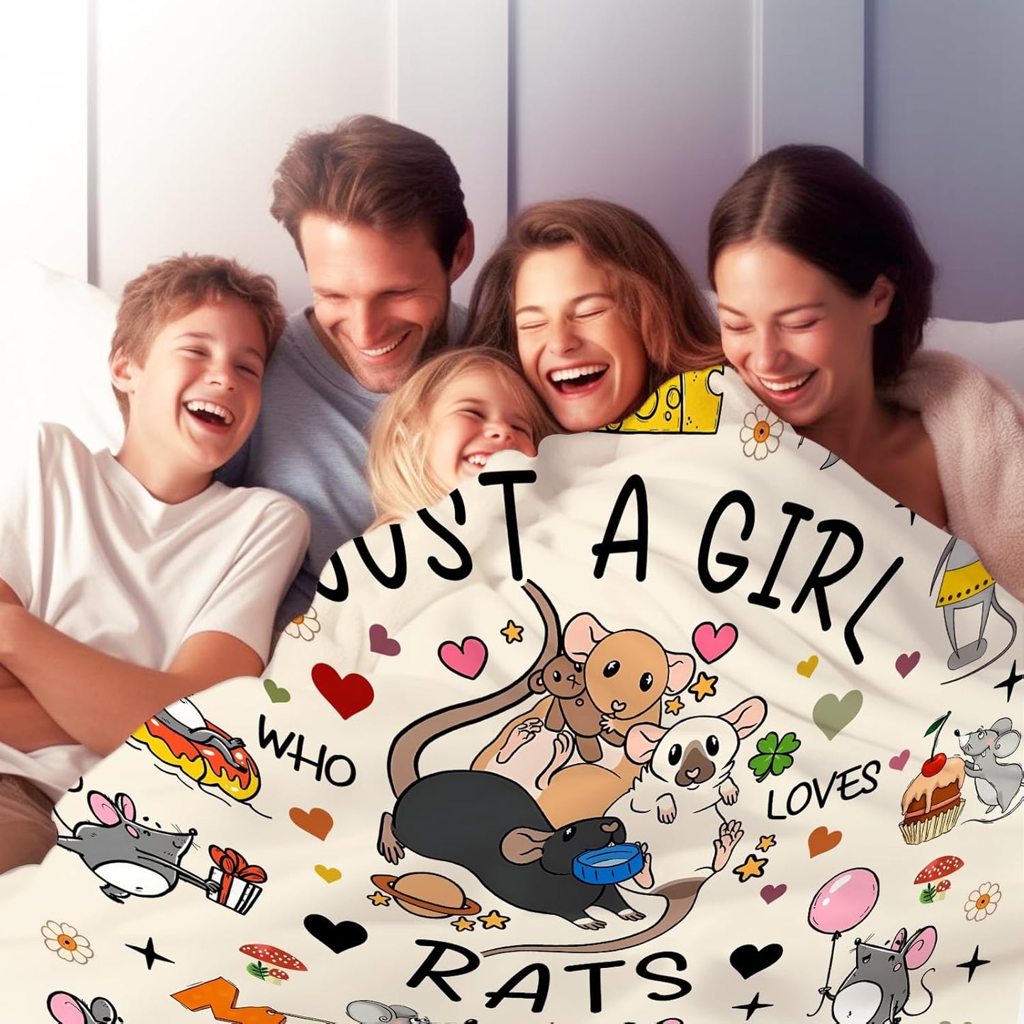 Cute Mouse Rat Blanket Gifts for Women Kids Rat Lovers Adults,Flannel Rats Blankets and Throws for Birthday 50"x40"