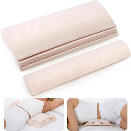 Adjustable Lumbar Support Pillow for Bed, Back Sleeping Cushion with Removable Height Layer & Dual-Firmness Inserts for Lower Back Pain Relief, Spinal Alignment & All-Night Comfort
