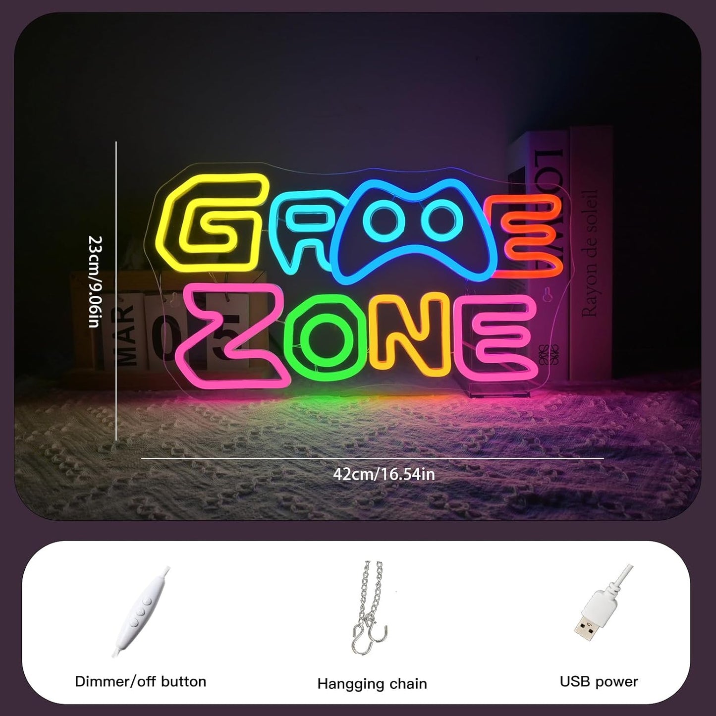 Game Zone Neon Sign Wall Decor Neon Light Bedroom Wall Decor Suitable for Classroom Book Party Library Decoration Reading Room Bookish Decor Gift