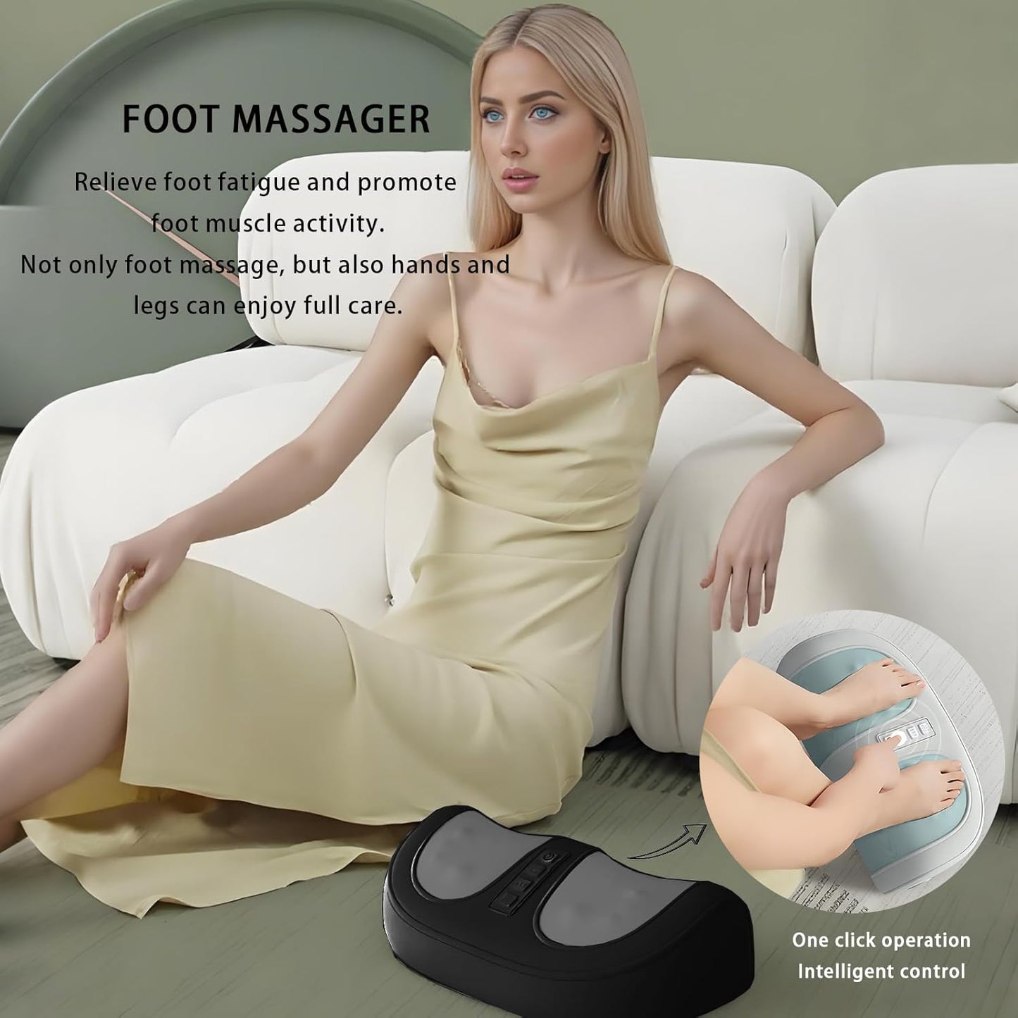 Foot Massager with Heat,with 3 Intensity Levels Shiatsu Kneading,Dual-Frequency Red Light 107.6°F Constant Temperature,Ideal for Feet Pain Relief at Home and Office (Black)