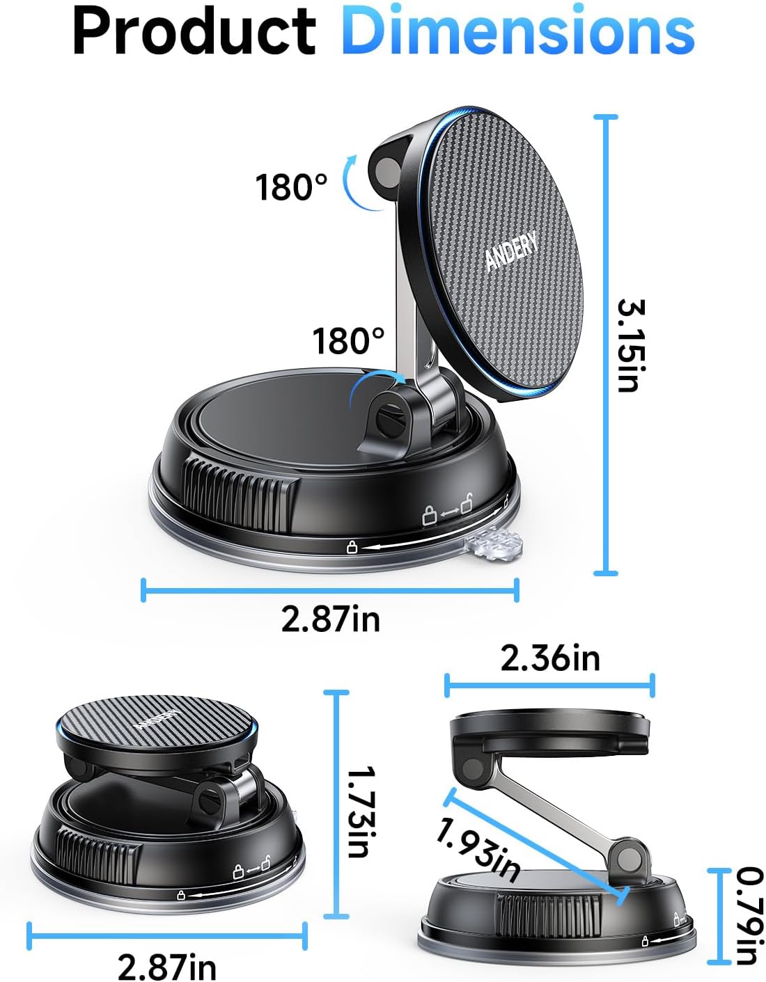Only for iPhone Magsafe Car Mount Charger [15W Wireless Faster Charging, 78+LBS Strongest Suction, 2400gf Strongest Magnetic] 360° Adjustable Phone Holders for Your Car for Garmin GPS, Carbon Fiber