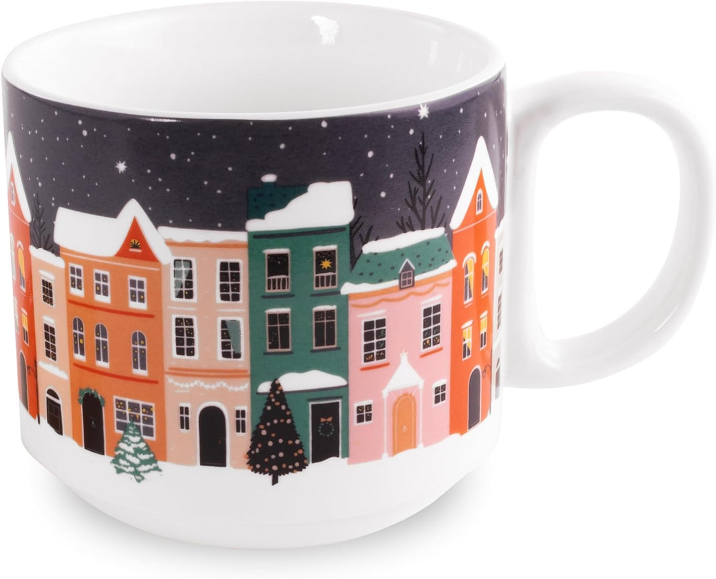 Steel Mill & Co Book Lovers Mug with Coaster/Lid, Cute Coffee/Tea Ceramic Mug with Handle for Book Club, Reading Themed Coffee Cup, Holiday Village