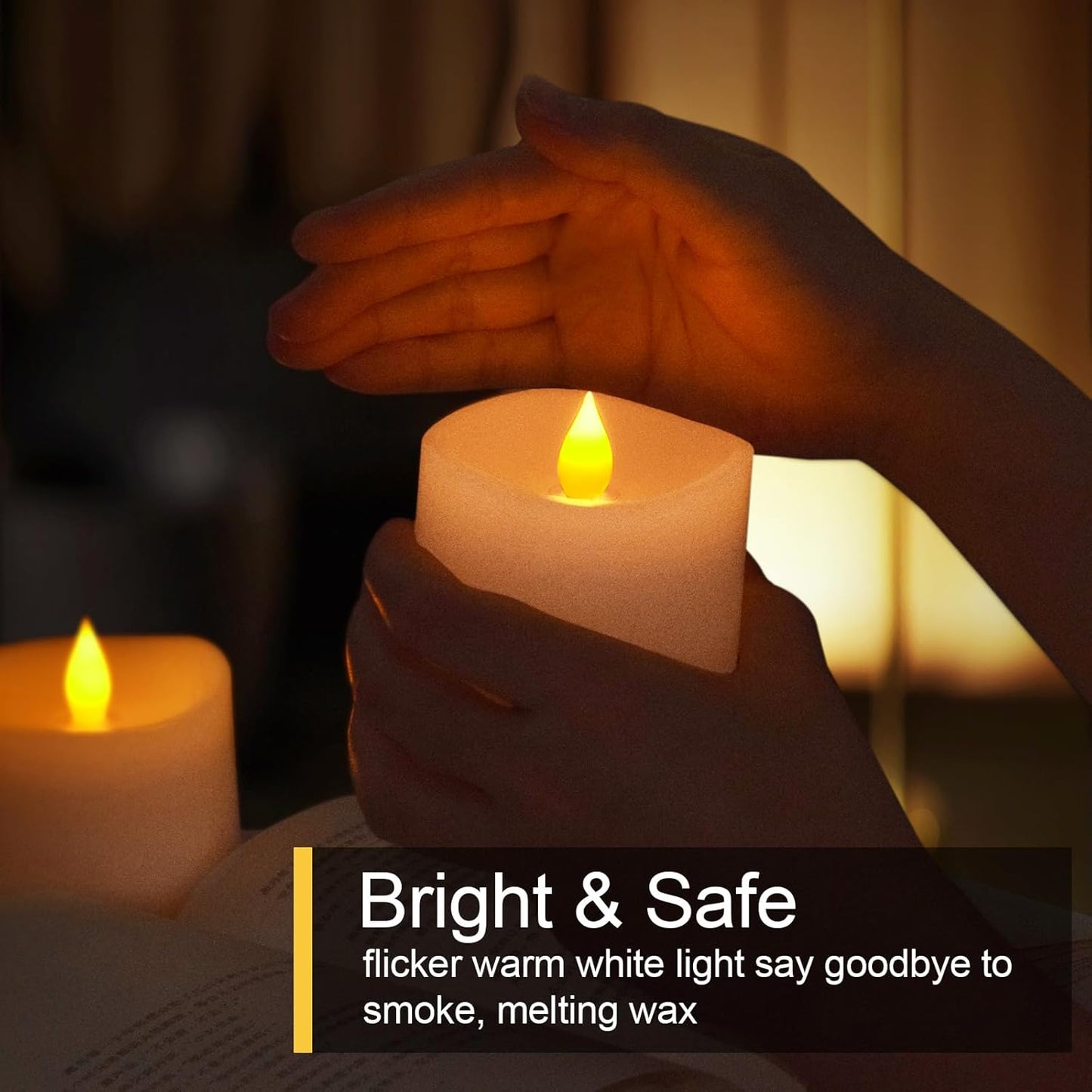Flickering Flameless LED Candles Battery Operated Candle 2AA 600 Hours White 3x3 inch Set of 3 Real Wax Pillar Candles with Remote and Timer Halloween Christmas Holiday and Wedding