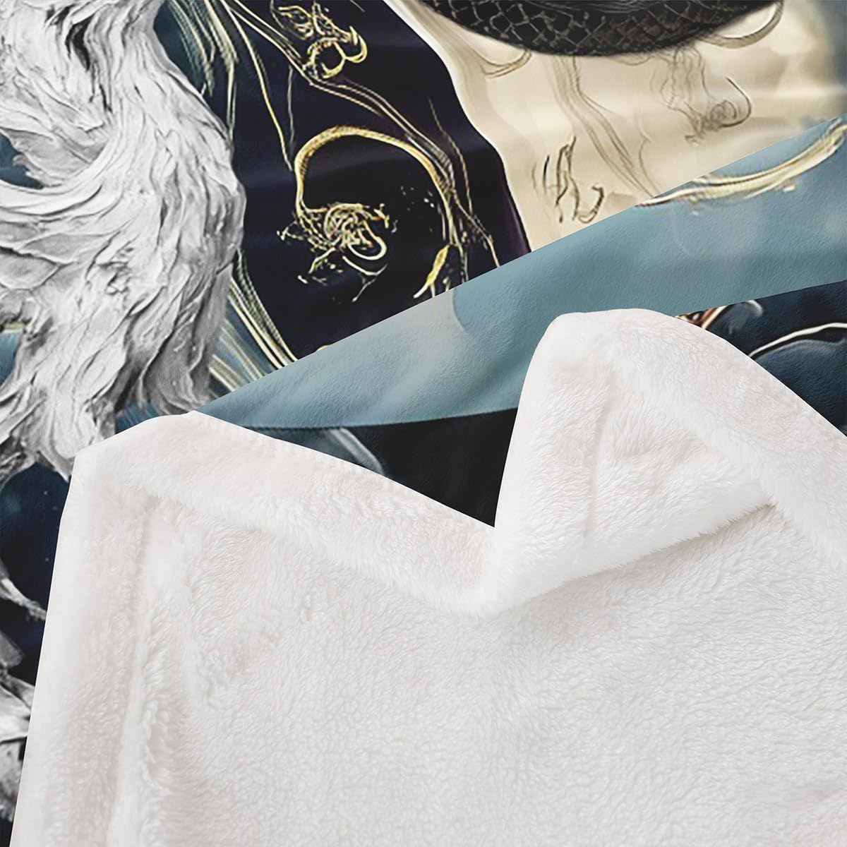 Erosebridal Dragon Sherpa Blanket Japanese Ukiyoe Throw Blanket Exotic Animal Queen 90"X90" Ancient Loong Phoenix Fleece Blanket for Boys Teen Bedroom, Yin Yang Fuzzy Blanket Bed Couch