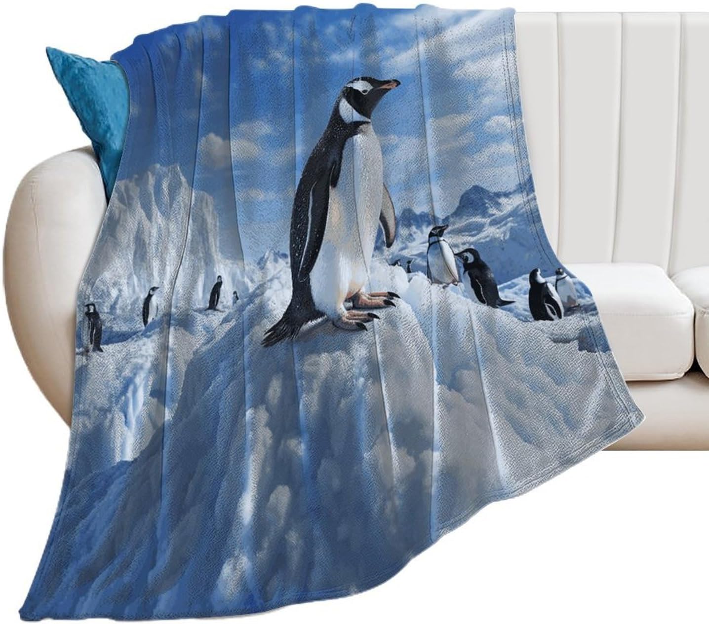 Snow Mountain Penguin Blanket Super Soft Lightweight Throw Blanket Cute Cozy Warm Bed Blanket Decorative Fuzzy Blanket All-Season Home Decor Gift for Sofa Couch Living Room 60"*80"（150 * 200cm）
