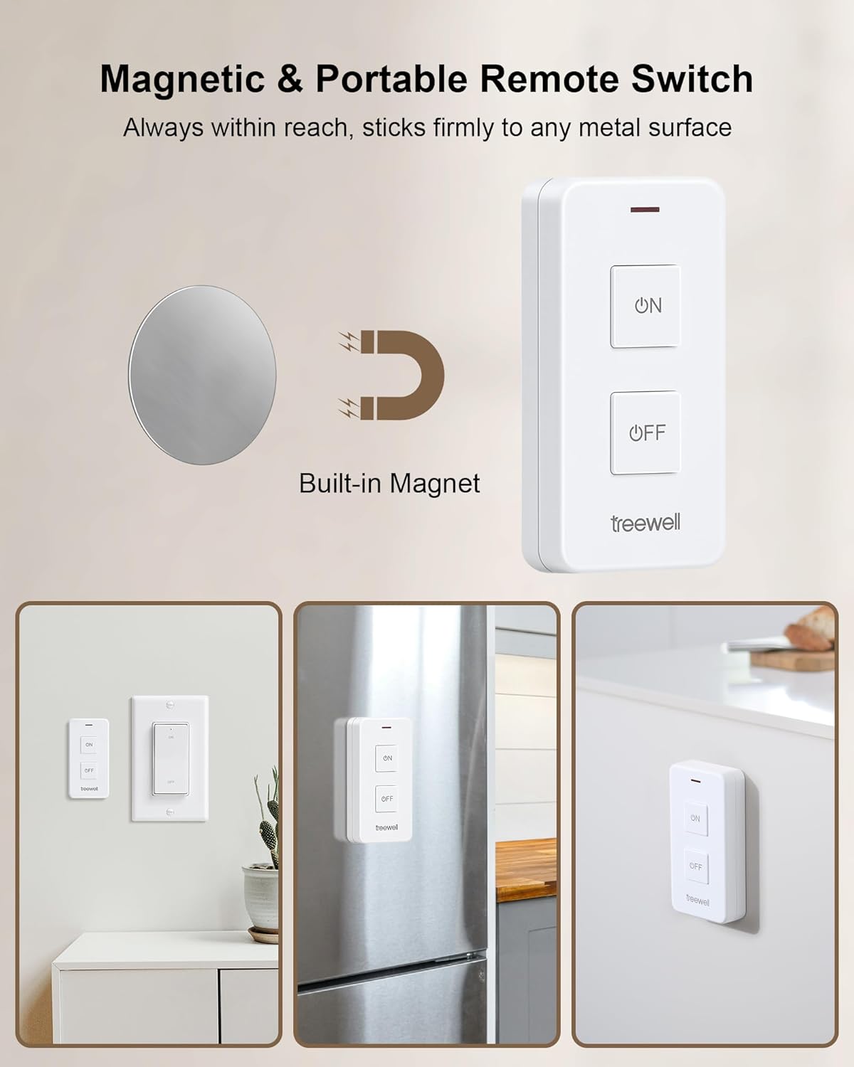 Remote Control Outlet with 2 Remotes, 200FT Long Range Wireless On Off Switch, Mini Electrical Outlet Plug, 15A/1875W High-Power for Lamps, Lights, Household Appliances, ETL & FCC Listed
