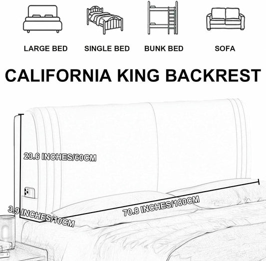 Upholstered Wall Mounted Headboard Cushion Solid Color Pillowboard Bed Rest Pillow Lumbar Support Backrest Removable Bedside Pillow for Home Dorm,Gray1,Paste/59x23x2In