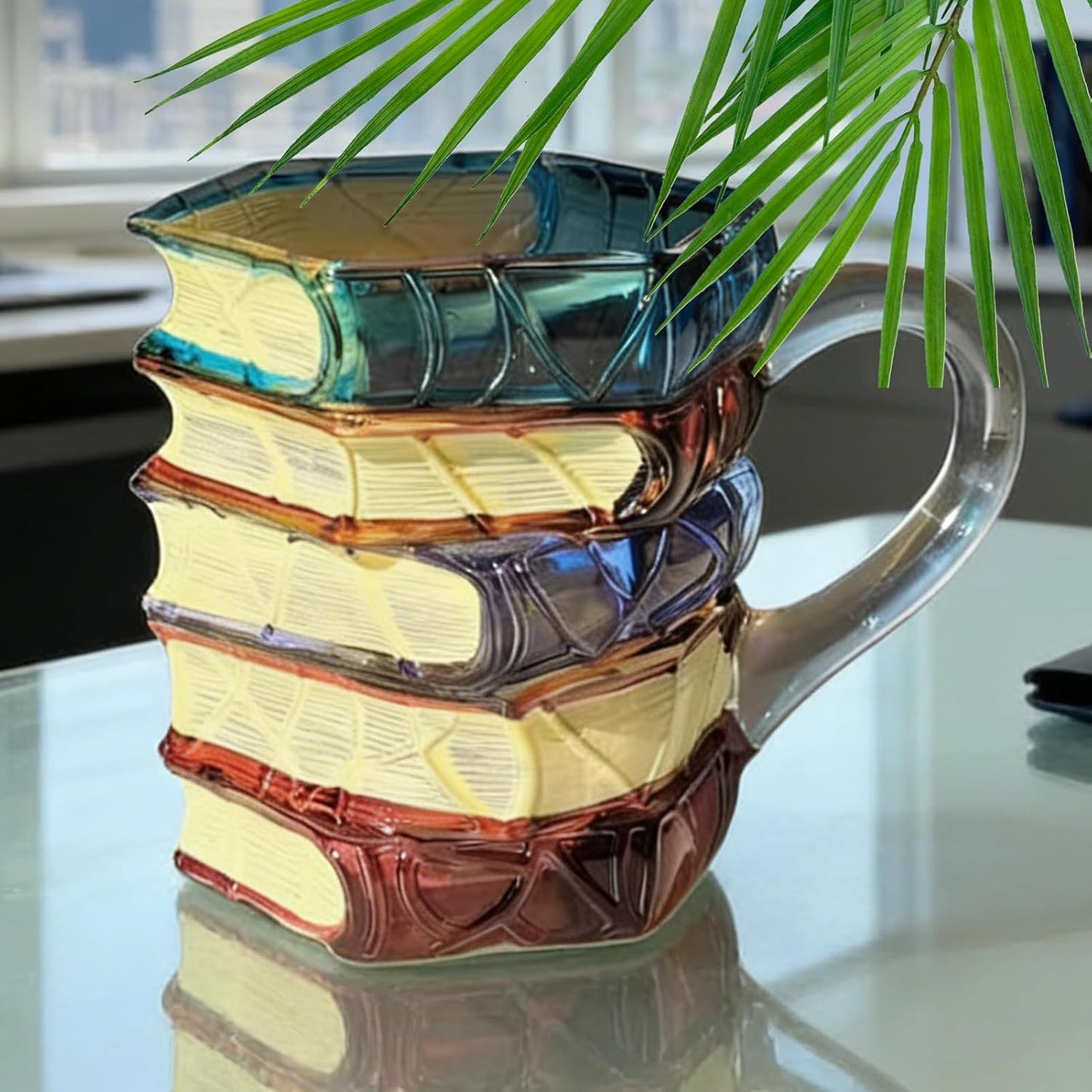 3d Book Mug - Glass Painted Novelty Drinkware For Coffee Tea Experience, Handcrafted Design With Eye Catching Book Shape,lover Cup For Women Readers Teacher Home