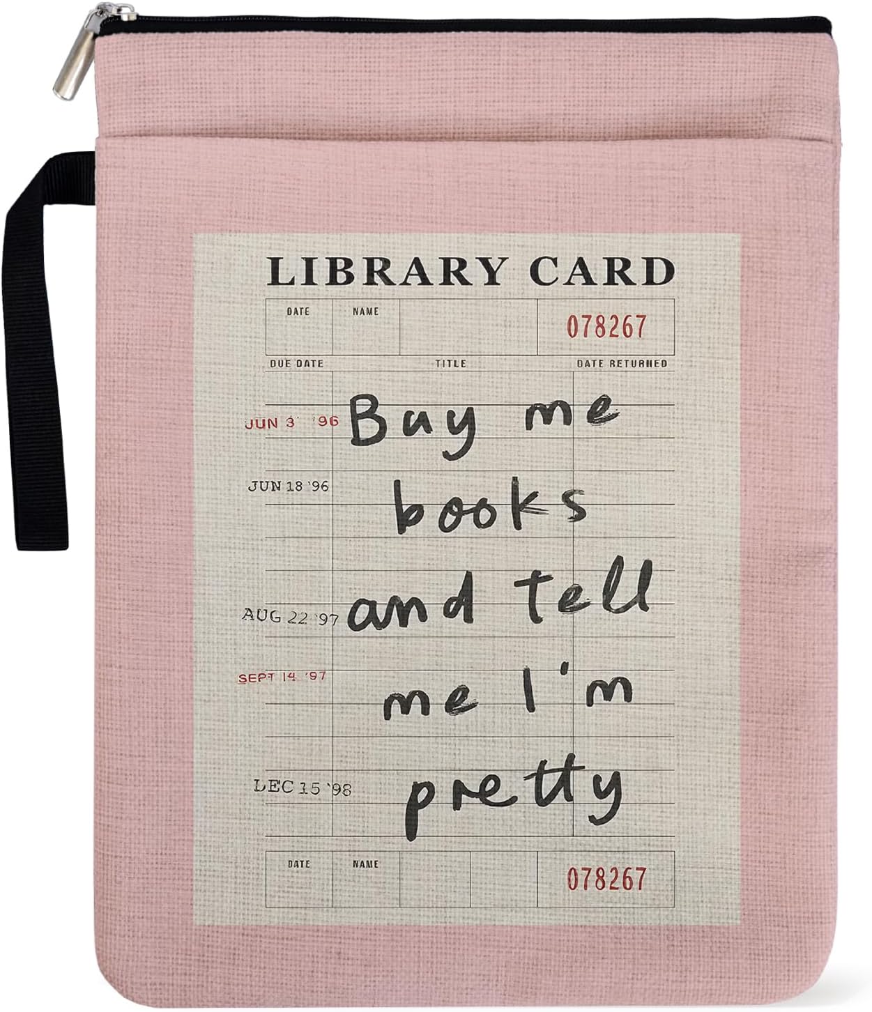 Buy Me Books and Tell Me I'm Pretty Book Sleeve for Librarian, Book Lovers Bookish Group Club Gifts for Women, Book Cover with Zipper and Handle for Paperbacks 9 x 12 Inch