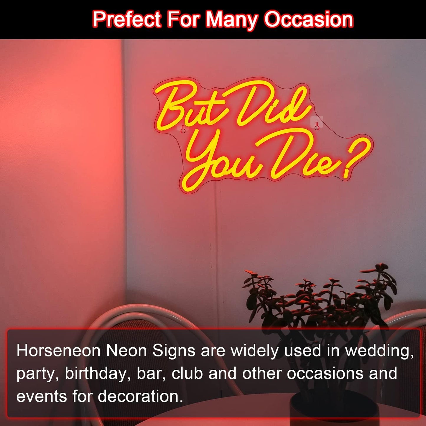 Horseneon But Did You Die Neon Signs for Wall Decor,Red LED Sign,Neon Light Sign for Room Decor,Neon Lights with USB Powered for Bedroom,Office,Gym Room