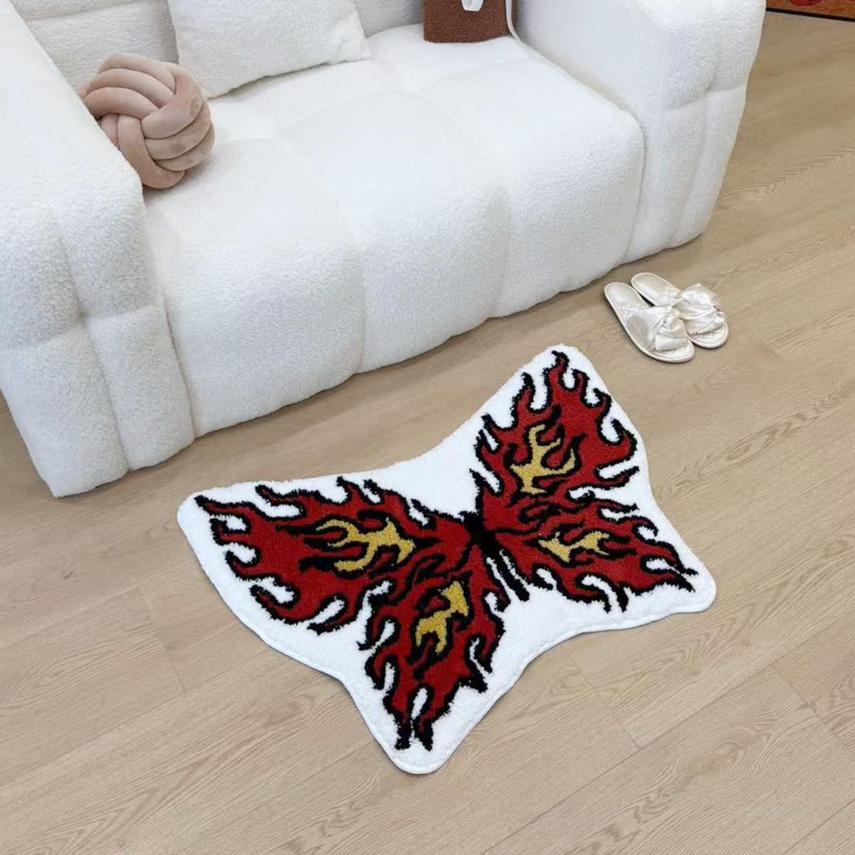 LAKEA Flame Butterfly Tufted Rug, Aesthetic Shaped Area Rug for Bedroom Decor, Soft Plush Accent Carpet with Anti-Slip Backing (31.5 X 23.6 inch)
