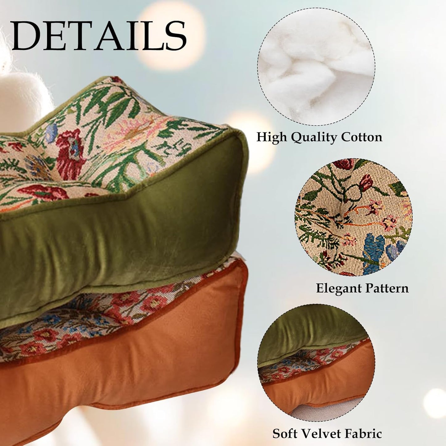 15-Inch Printed U-Shaped Lumbar Pillow – Country Style Decorative Throw Cushion for Bed, Sofa, Living Room, and Home Decor (Orange)