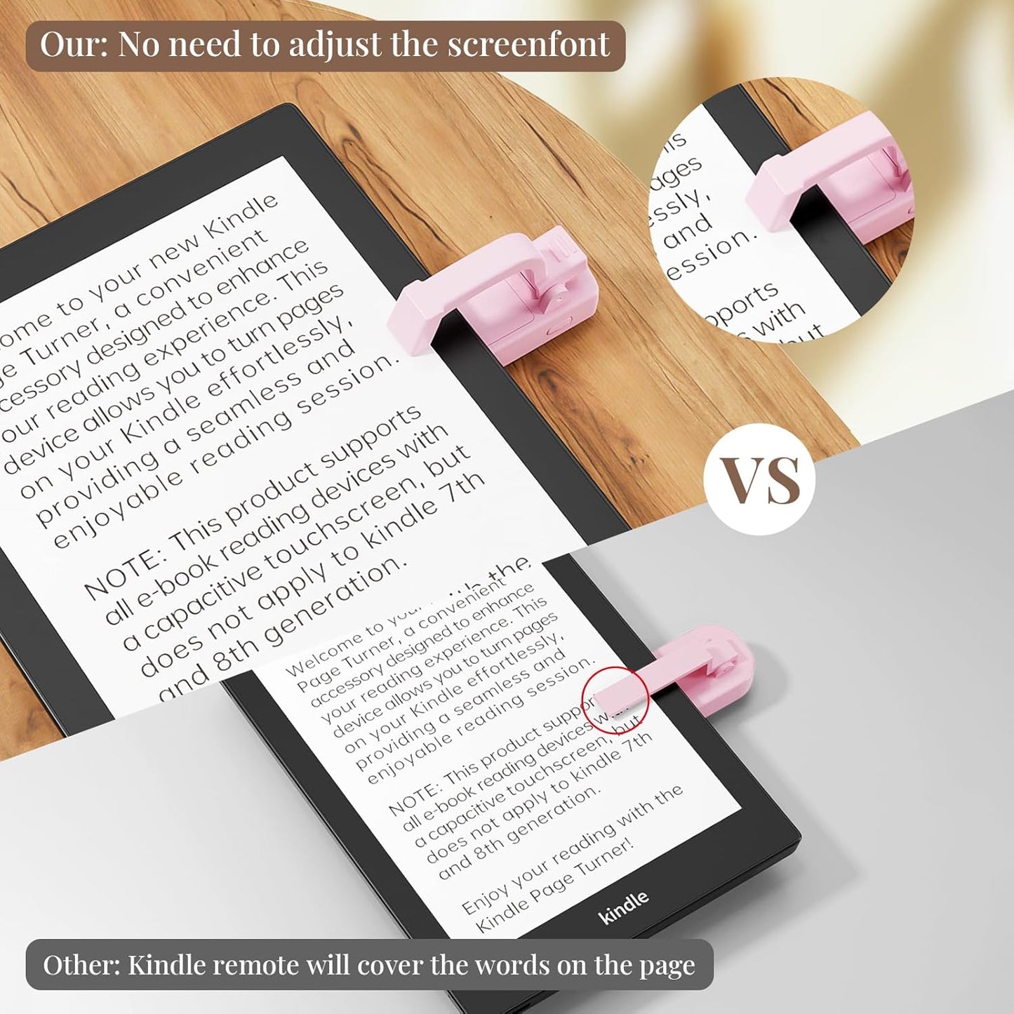 Kindle Page Turner with Dust Plug Charm, Remote Control Page Turner for Kindle Paperwhite Oasis EReaders Kobo,Tablets Reading Novels Camera Record & Shutter Selfie-Quiet Reading & Unobstructed Screen