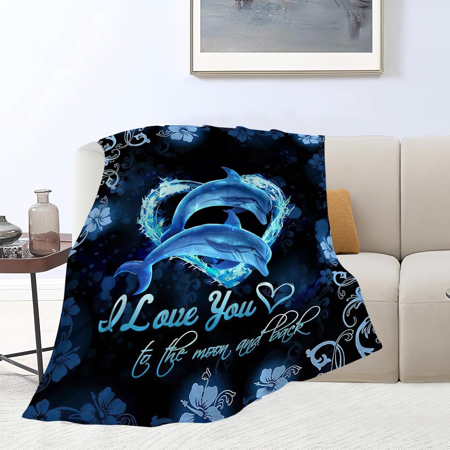 Dolphin Gifts Blanket Dolphin Throw Blankets Bedding Cozy Fleece Flannel Blanket Soft Warm Plush Lightweight Dolphins Decor Blanket for Adults Men Women Boys Girls Teens for Couch Sofa Bed 40"X50"