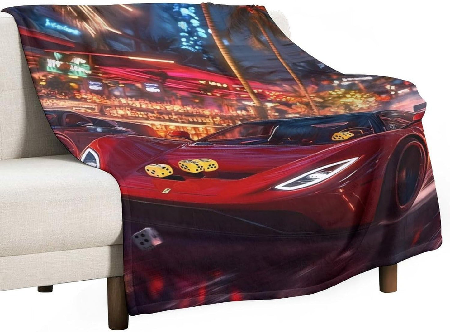 Red Sports-Car Throw Blanket for Couch Bed Plush Cozy Fuzzy Flannel Blanket for All Season 50"x70"