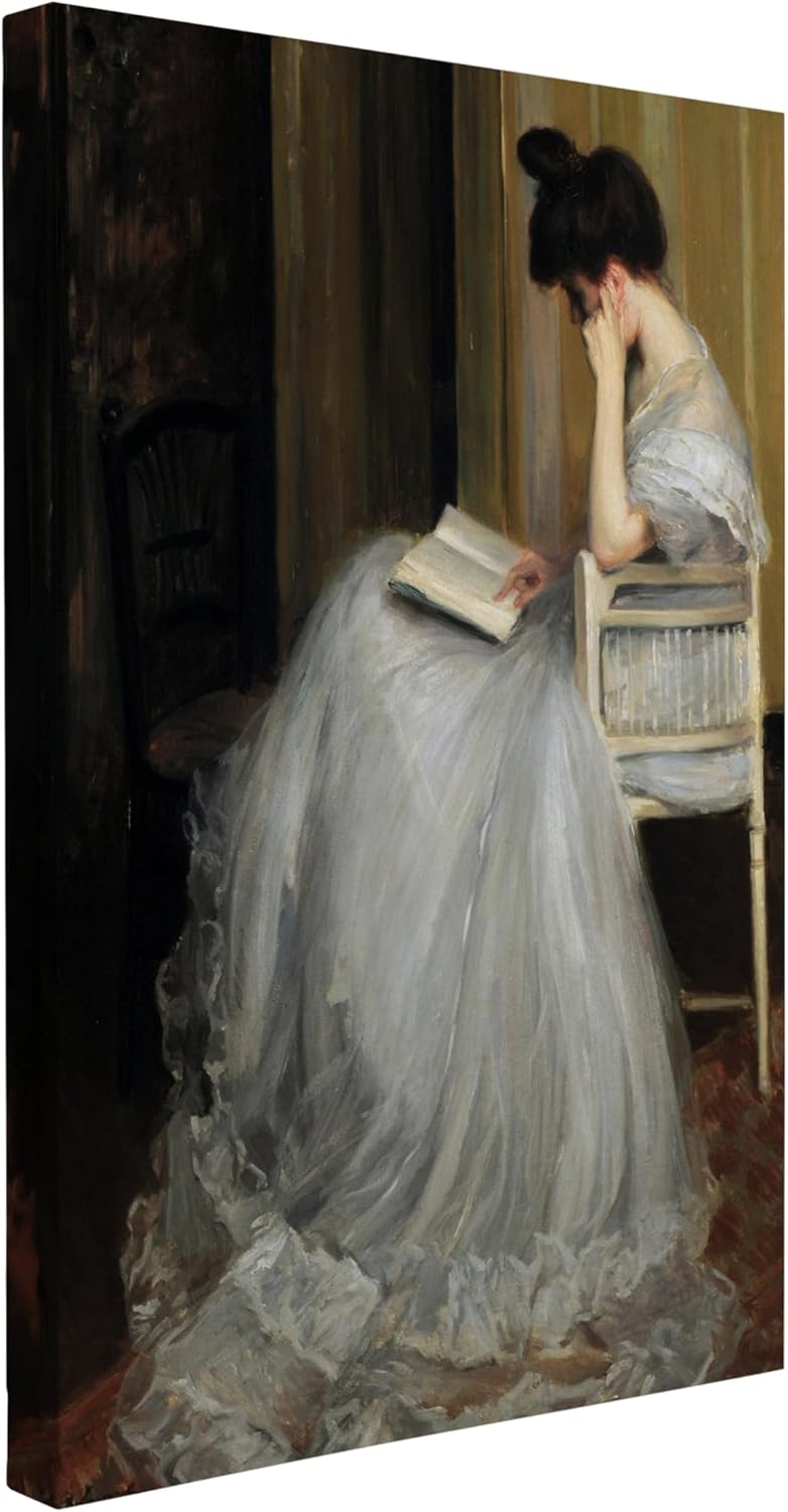 Whelhung Woman Reading Wall Decor - Dark Academia Wall Art, Victorian Wall Art, Vintage Pictures of Women, Women Portraits, Moody Maximalist Decor, Famous Paintings Wall Art - Canvas (16x24")