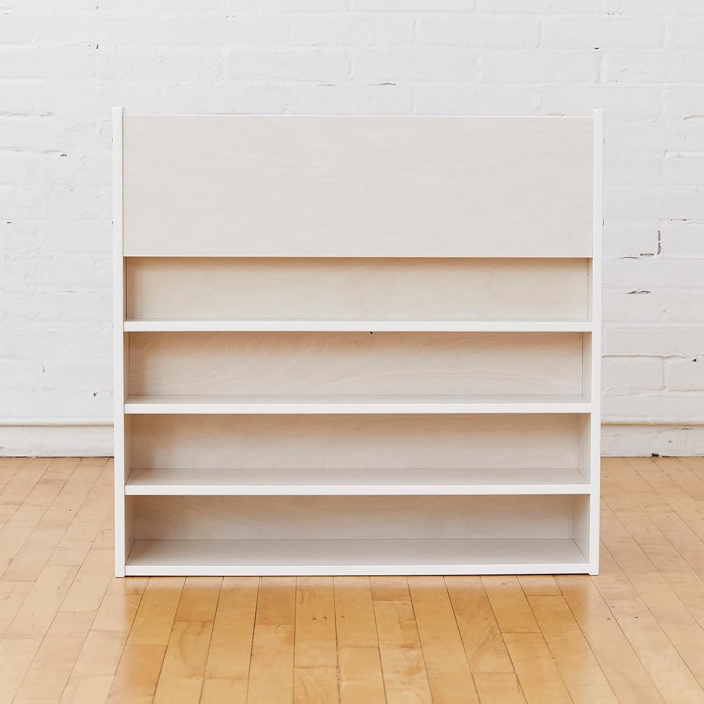 ECR4Kids Streamline Single-Sided Book Display with Storage, Classroom Bookshelf, White Wash