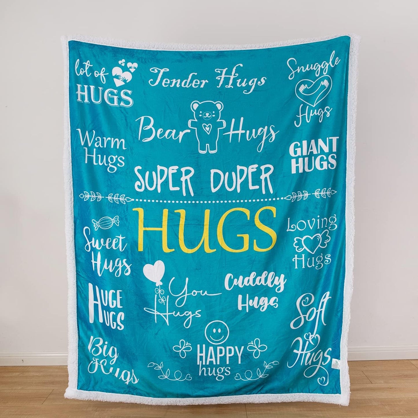Piwaka Hug Blanket for Women - Get Well Gifts for Comfort & Care, Cozy Soft Flannel Fleece Throw, Surgery Recovery, Thinking of You, Cancer Care, Get Well Soon Gift - Coral Blue (Sherpa Teal)