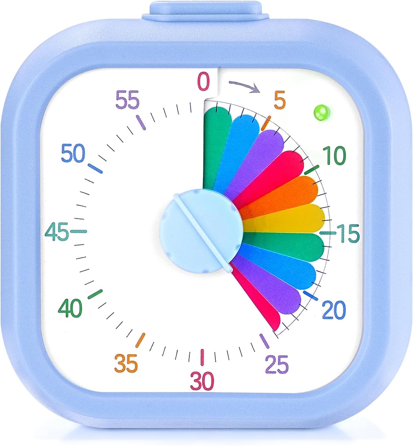 Mwellewm Visual Timer for Kids, 60 Minute Time Digital Pomodoro Timer Countdown with Silent Pause Function for Classroom Kitchen Study Cooking Meetings ADHD Rainbow Pattern(Blue)