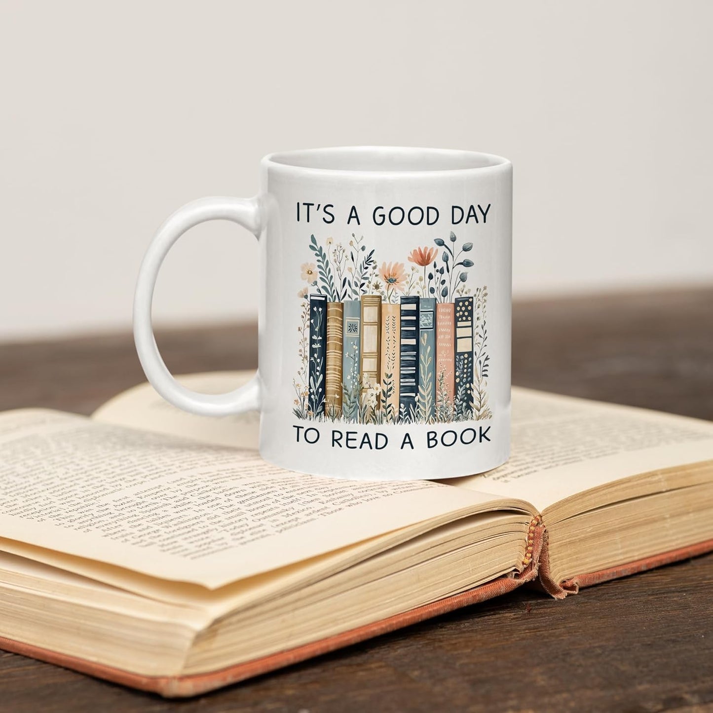 Gifts For Book Lovers Women - It’s A Good Day To Read A Book Mug, Bookish Coffee Mug with Stacked Novel Design, Bookworm Mugs for Readers, Birthday Gifts for Books Lovers Women