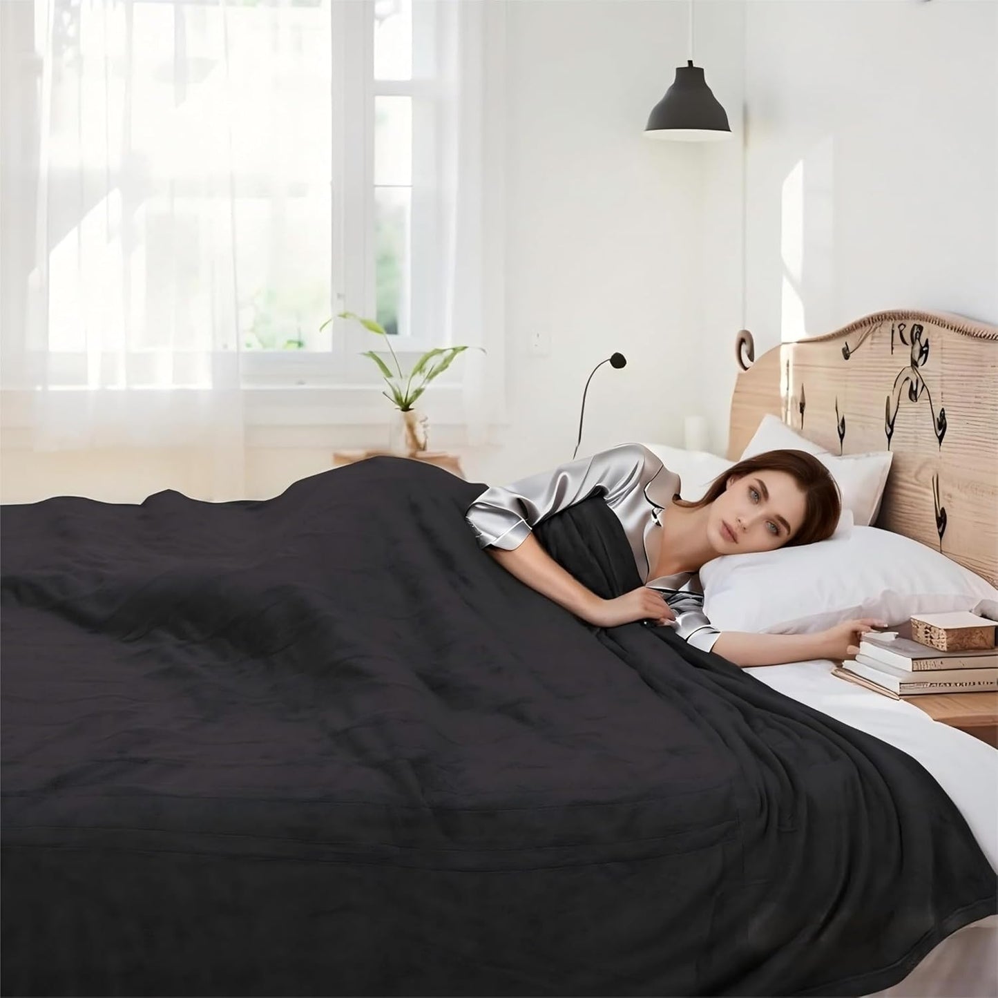 Electric Heated Blanket 50"x60" Throw Size Flannel Heated Blanket, Cozy & Warm for All Night, 5 Heat Settings & 3 Hours Auto Off, Machine Washable, Iron Grey