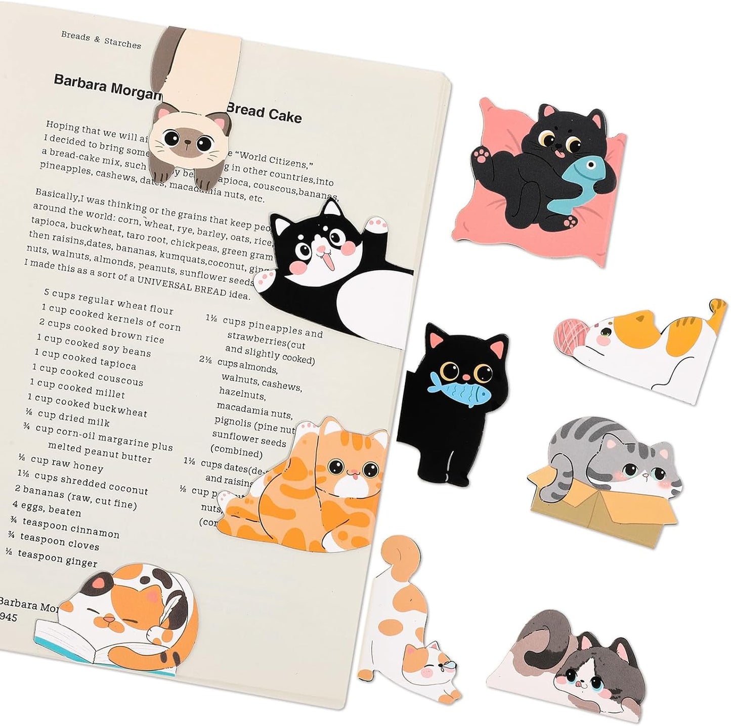 10Pcs Magnetic Bookmarks, Cute Cat Bookmarks Funny Book Marker Clips Easter Gifts for Women Reading Book Lover Gifts