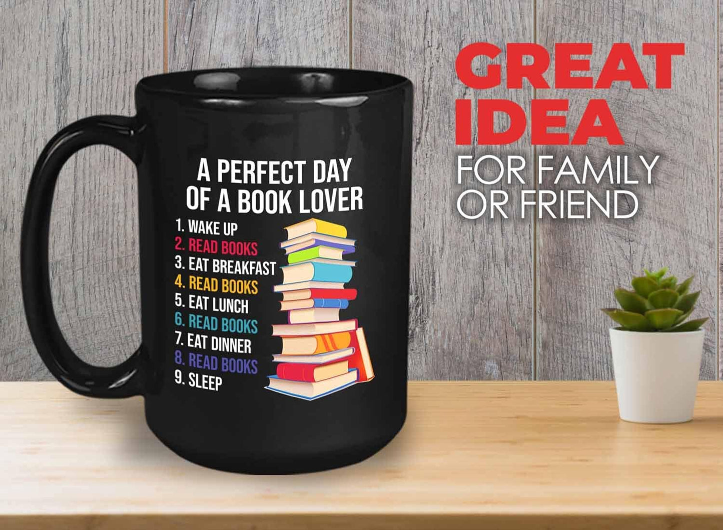 Bubble Hugs Reader Coffee Mug 15oz Black - A Perfect Day of A Book Lover - Funny Sarcasm Reading Novel Literary Literature Bookish Author Writer
