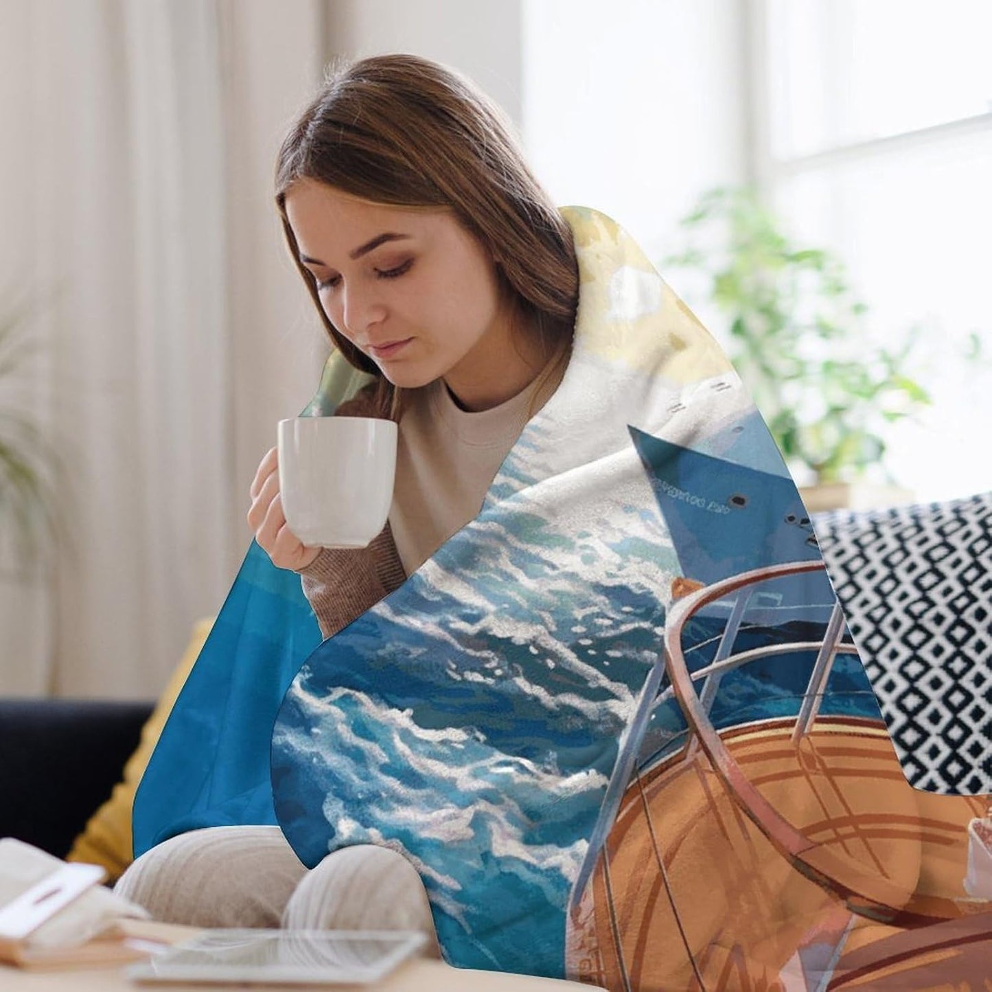Summer Sea Cruise Blanket Super Soft Lightweight Throw Blanket Cute Cozy Warm Bed Blanket Decorative Fuzzy Blanket All-Season Home Decor Gift for Sofa Couch Living Room 40"*50" （100 * 130cm）
