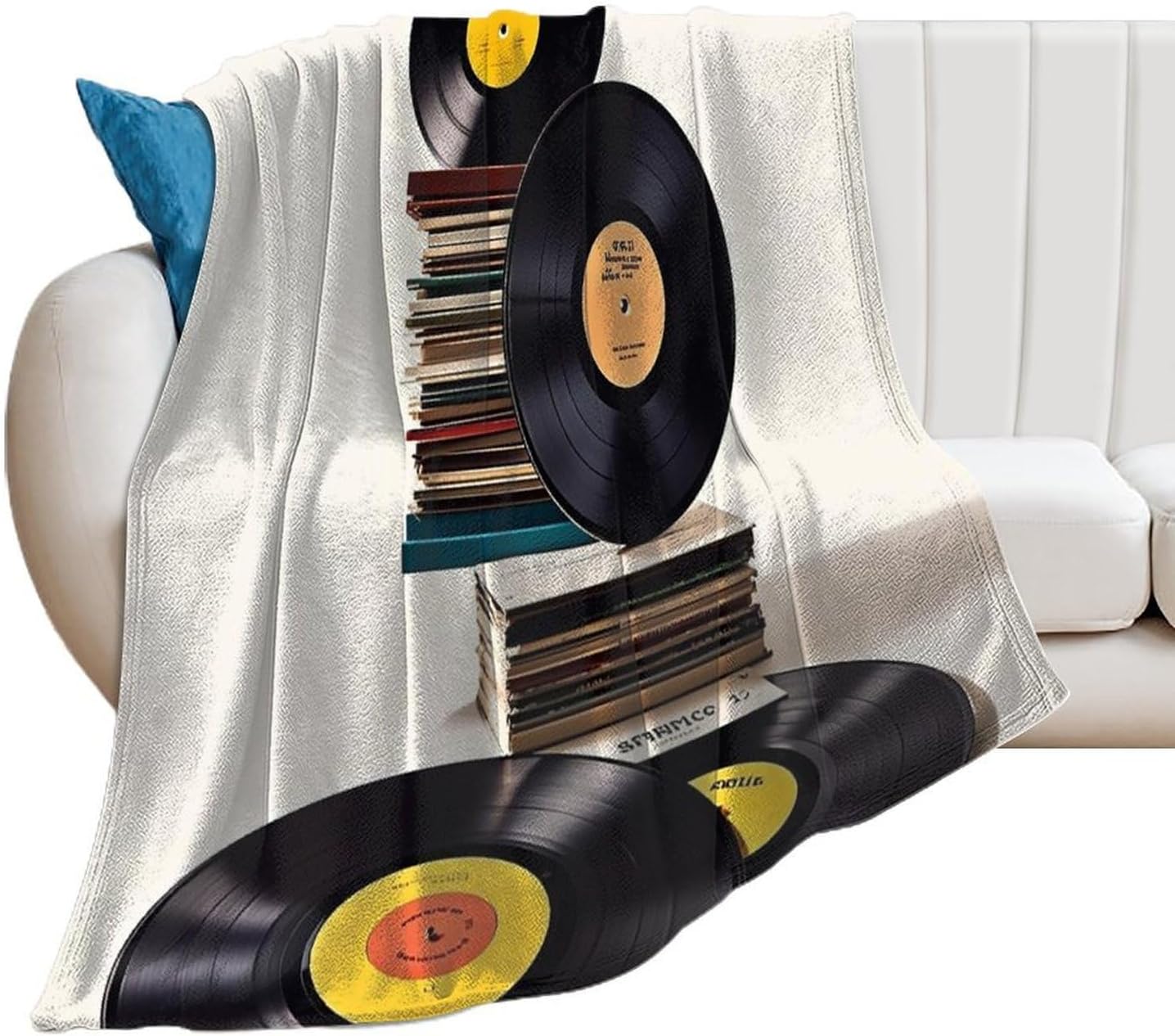 Vinyl Records and Tapes Blanket Super Soft Lightweight Throw Blanket Cute Cozy Warm Bed Blanket Decorative Fuzzy Blanket All-Season Home Decor Gift for Sofa Couch Living Room 50"*60"（130 * 150cm）
