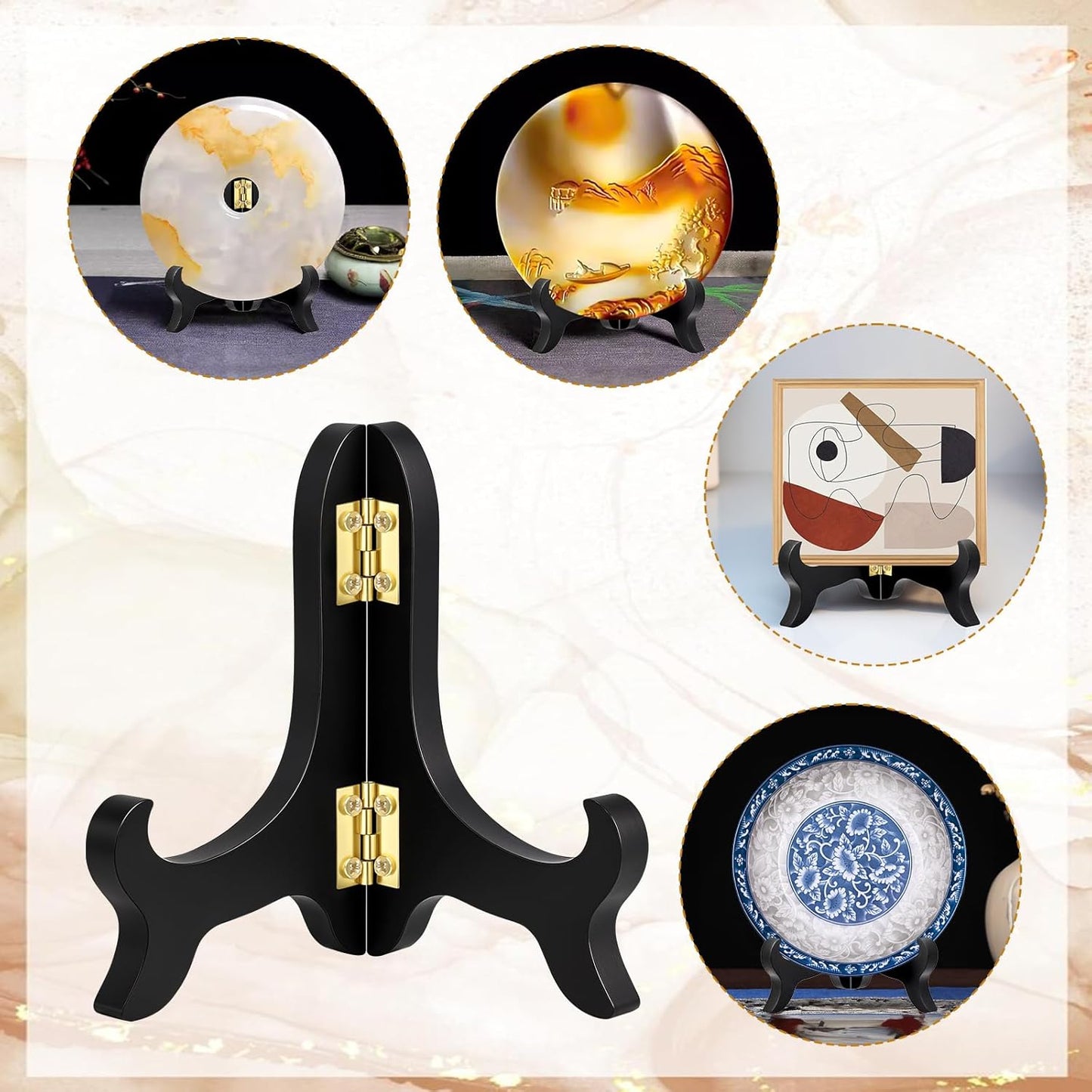 Wooden Easel Plate Holder 4 Inch Black Wooden Plate Stands for Display Photo Holder Stand Easel Holders Artwork Dish Rack Holders Desktop Ornaments for Display Decorative