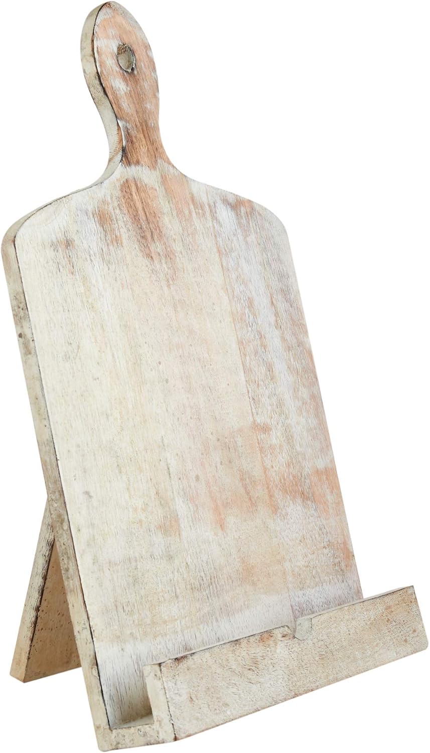 Wedding Gift Wooden Cookbook Stand Recipie Book Holder for Cooking Chopping Board Style Foldable Easel for Kitchen Text Book Tablet L 9.5 x B 1.5 x H 14 inches (White) Cooking Gifts