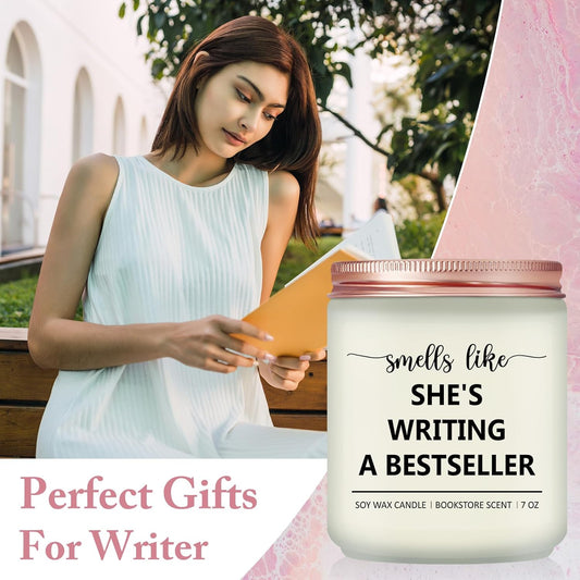Candle, Writing Writer Gifts for Women - Funny Gifts for Book Novelist Screenwriter, Aspiring Literature Literary Presents for Author Poet - Lavender Scented Candles
