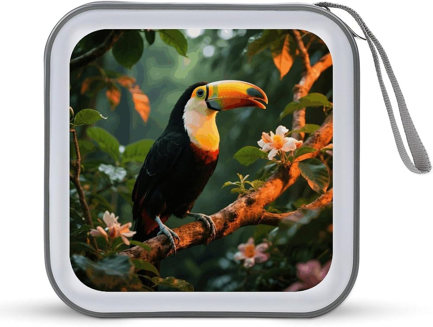 Toucan on The Tree CD Case Portable Zipper CD Case 40 Capacity Hard Plastic DVD Cases Holder Large Storage Disc Wallet Bag for Car Home Travel DVD Collection Bag