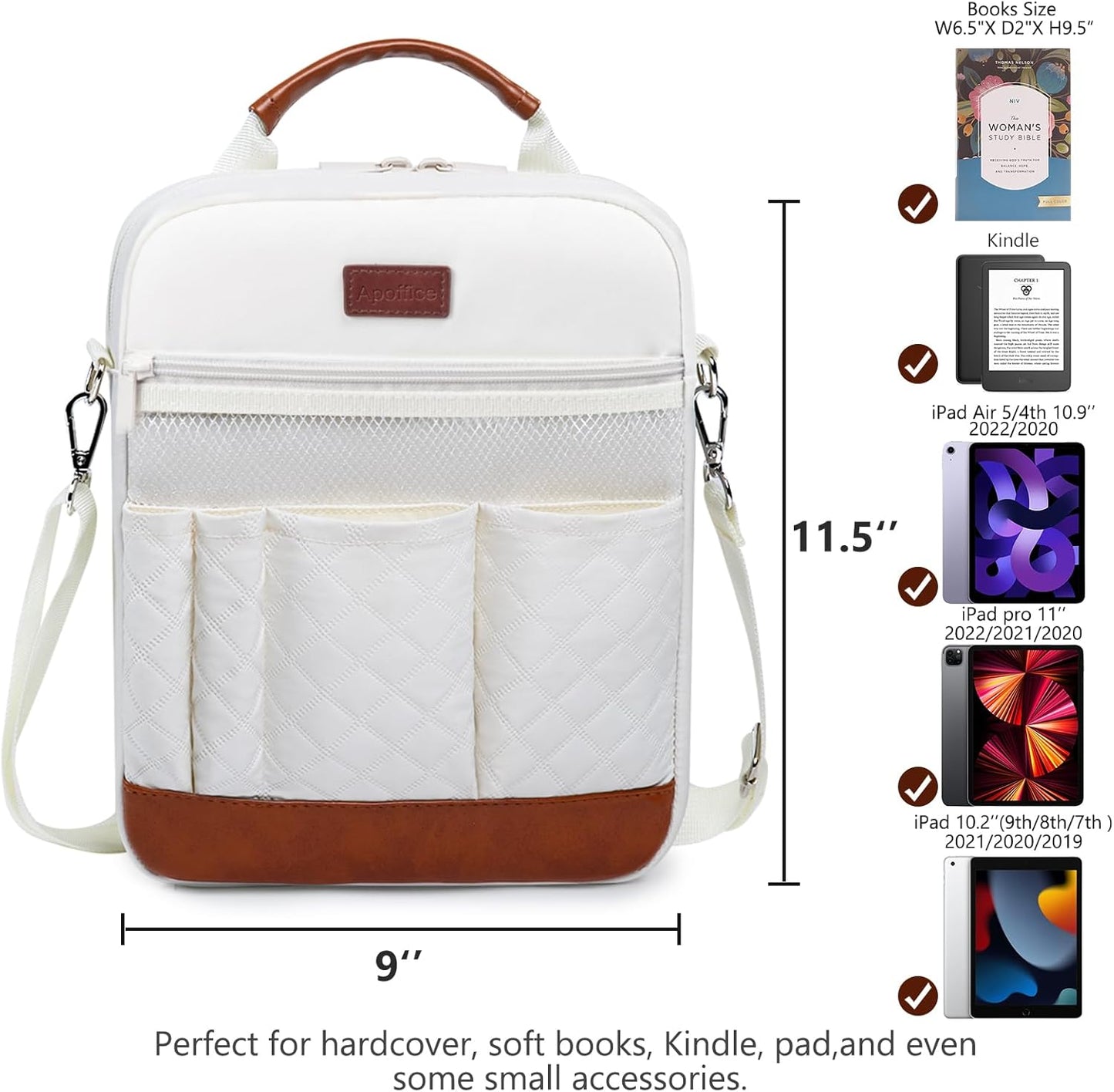 Book Sleeve with Zipper, Book Covers for Book Lovers, Multi-pocket Book Protector Cover with Shoulder Strap,Book Bag for Ipaad, kidle - Back To School Book Accessories