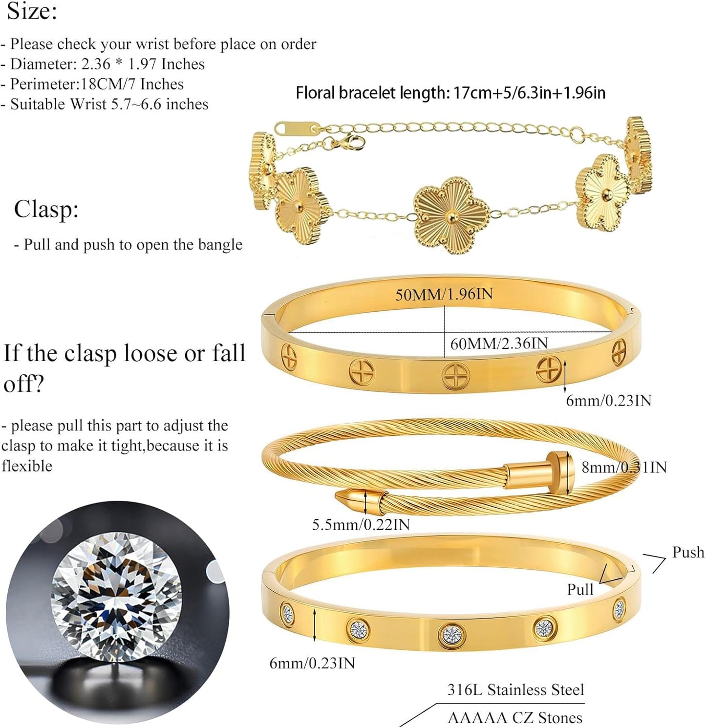 Gold Bracelets for Women-4Sets/3ets,18K Gold Plated Bracelet,Stainless Steel Bangle Bracelets Non Tarnish, Gold Bracelet Set Trendy Jewelry,Christmas Valentines Birthday Gifts for Girlfriend