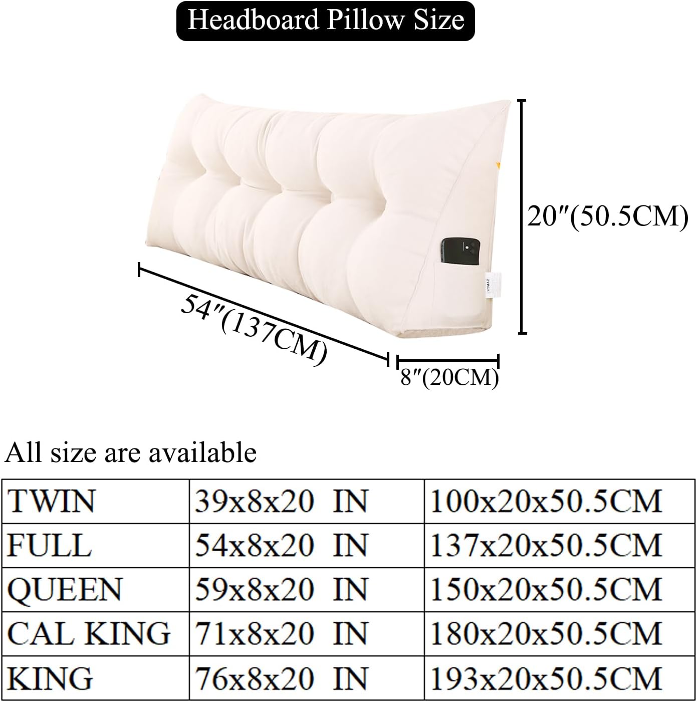 SAMTY Triangular Wedge Pillow headboard Full Size for Couch Large headboard Pillow with Removable Cover Back Rest Pillows for Sitting up in Bed