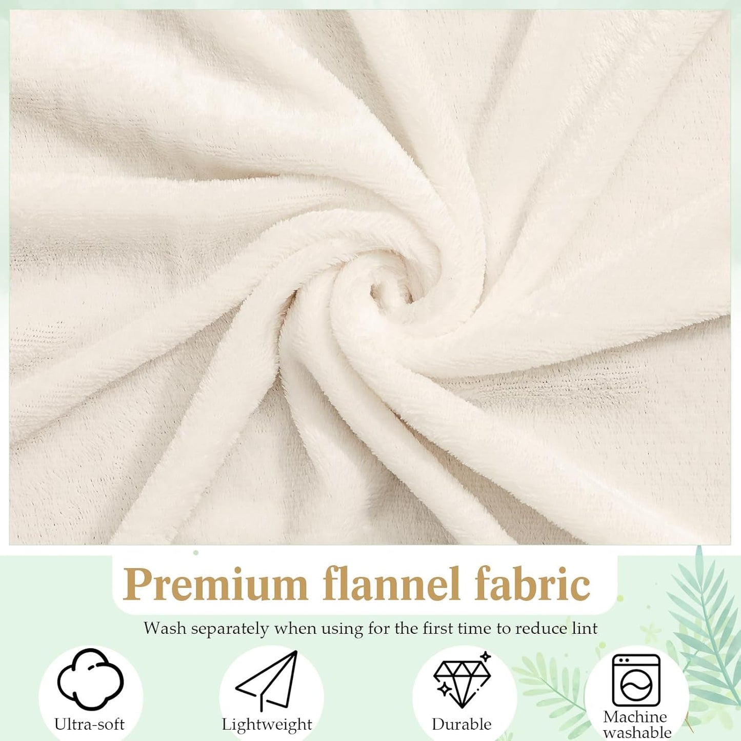 Buryeah 12 Pack Cream White Oeko-Tex Certified Bulk Wedding Blankets for Guests, 50 x 60 Inch Flannel Throw with Thank You Cards & Ribbon, Bulk Wedding Souvenir Gifts, Spa & Sleepover Party Favors