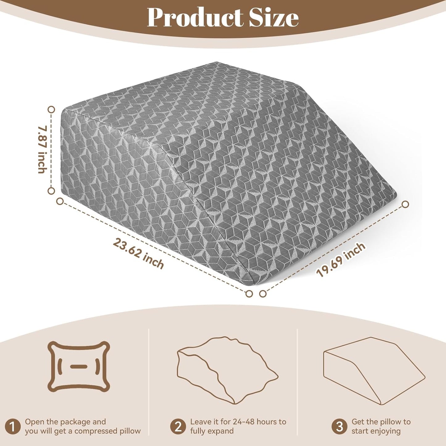 Leg Elevation Pillows,Wedge Pillow for After Surgery, 8" Leg Support Adjustable, Comfort Care for Back Knee Hip Ankles Pain, Memory Foam Knee Pillow for Sleeping Blood Circulation Grey