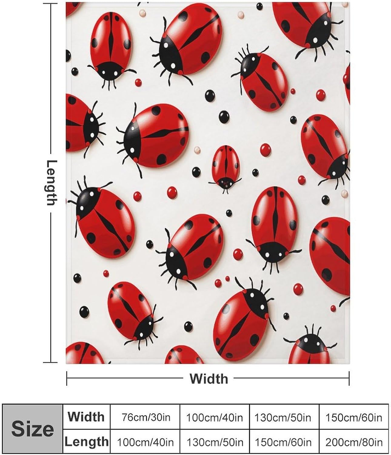 Red Ladybug Blanket Super Soft Lightweight Throw Blanket Cute Cozy Warm Bed Blanket Decorative Fuzzy Blanket All-Season Home Decor Gift for Sofa Couch Living Room 30"*40"（76 * 100cm）
